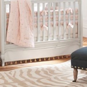 Pottery barn kids Emily & Meritt Tassel Crib Skirt gold tan 2 available